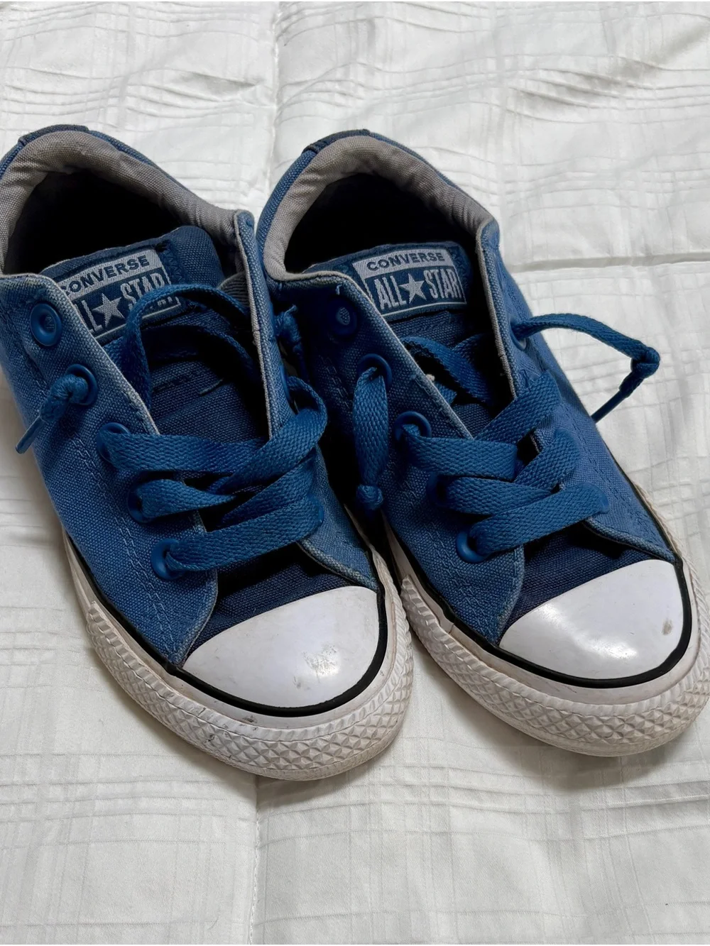 Converse Kids Blue Low Top Sneakers with White Toe